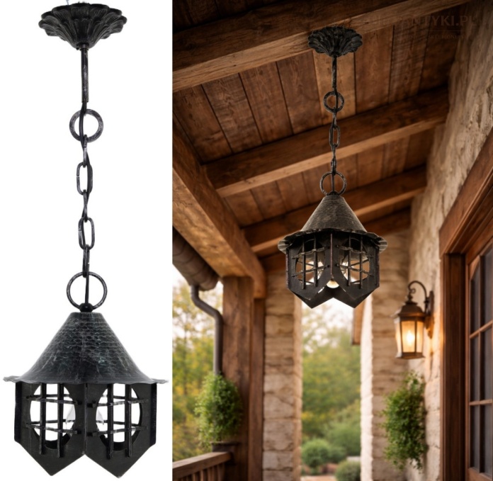 sufitowa lampa metalowa do zamku